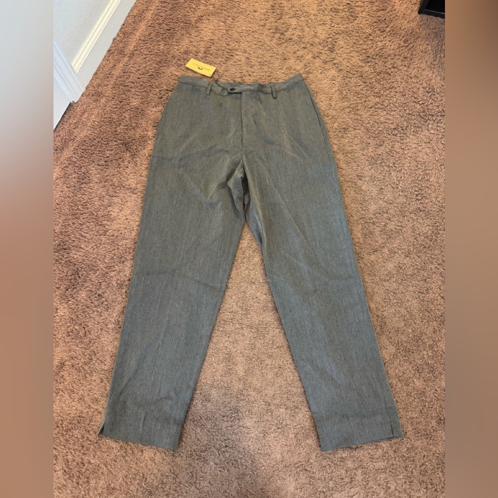 2 FOR $25 British Khaki Gray High Rise Pleated Dress Pants Straight Leg 10 x 28